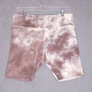 Heartloom Shorts Womens Tamara Beige L Biker Tie Dye Stretch High Rise NEW